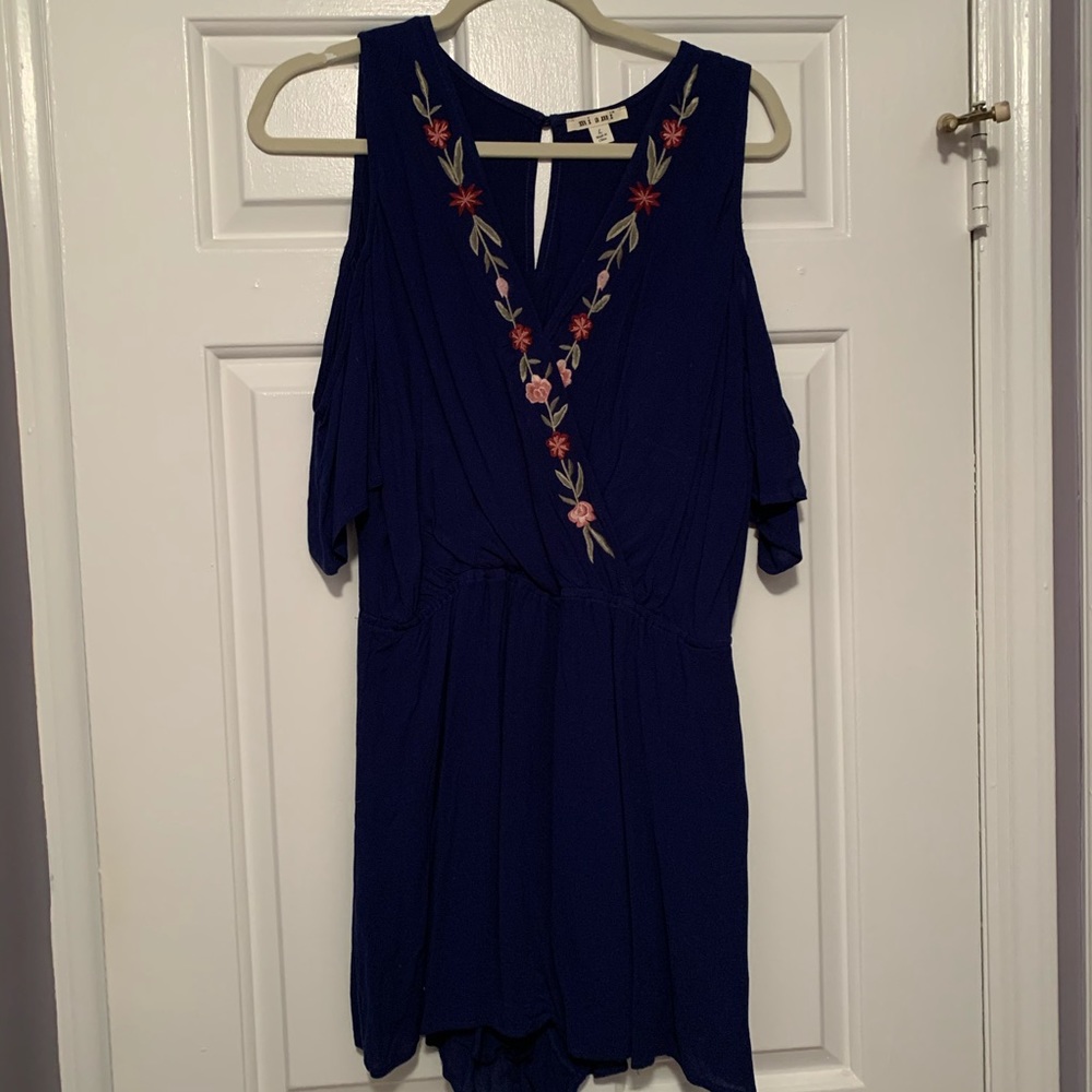 Blue Cold Shoulder Romper